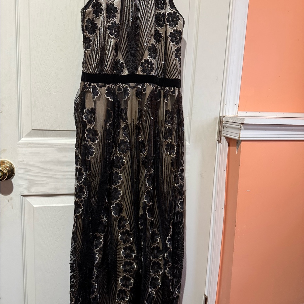 Basix Black and Gold Floral Maxi Dress NWT - Picture 9 of 9